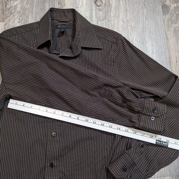 Express Design Studio Mens button down brown striped long sleeve shirt Sz S - Picture 8 of 10